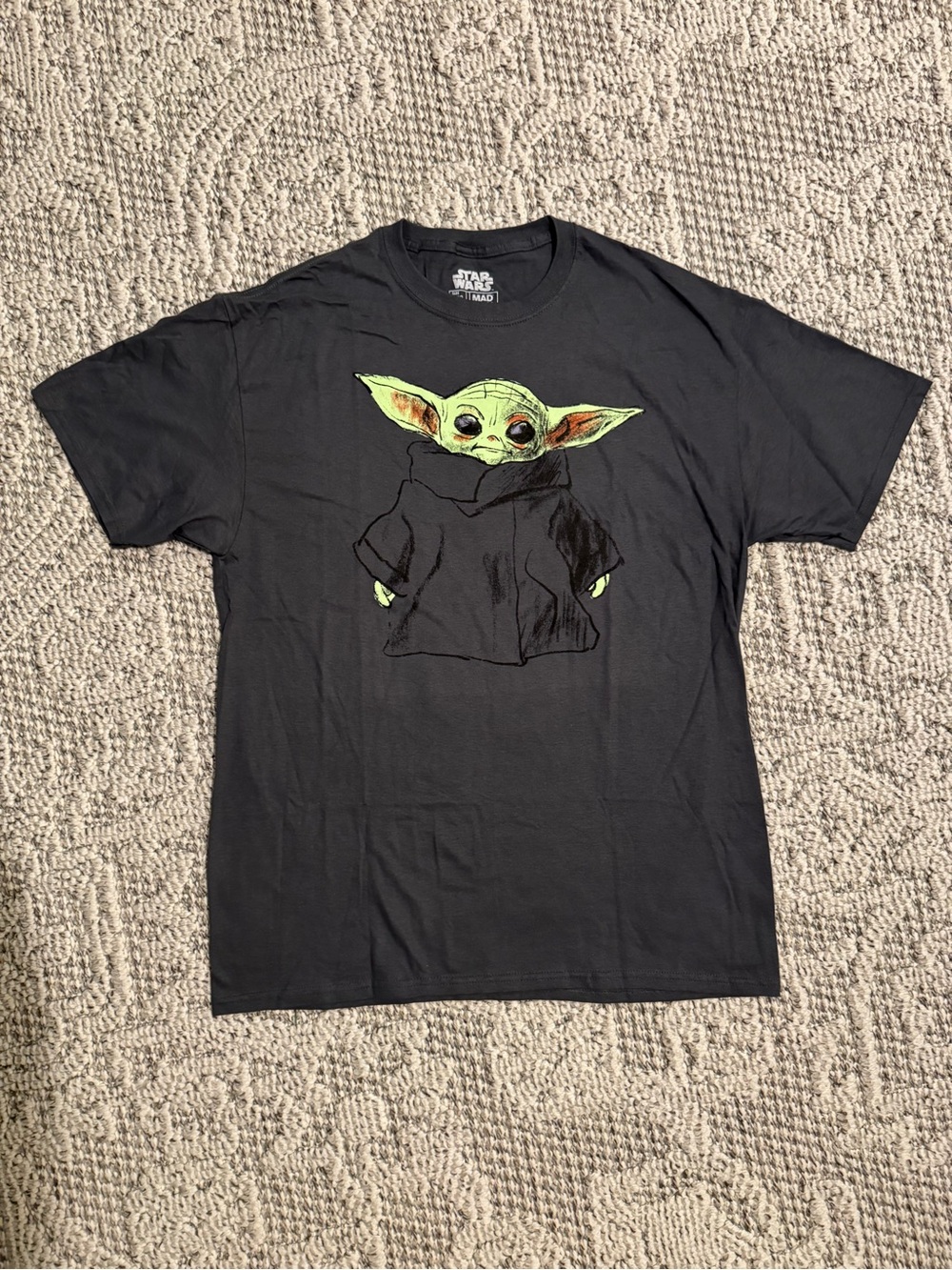 Star Wars Grogu Black Graphic Crew Neck T-Shirt Size Large
